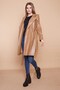 Belted Ecological Faux Leather Long Below Knee Sports Jacket Trench Coat-Dark Beige - 2