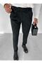 Men's Pleated Fabric Trousers Black