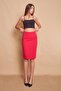 Women's High Waist Below Knee Slit Light Lycra Fabric Pencil Skirt - Fujya - 2