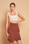 High Waist Wrap Double Breasted Cotton Lycra Fabric Pencil Office Skirt - Dark Tan - 2