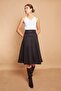Lightweight Lycra Suede Fabric High Waist Kilos Long Skirt-Black - 3
