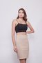 High Waist Above Knee Stylish Fabric Pencil Skirt-Beige