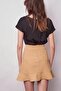 Women's High Waist Buttoned Front Flounce Lightweight Mini Skirt-Mustard - 7