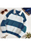 100% Organic Cotton Unisex Petrol Blue Zipper Collar Sweatshirt