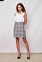 Women's Light Lycra Patterned Fabric Plaid High Waist Knee Length Bell Skirt-Black and White Line - 3