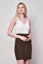 Women's Light Lycra Fabric High Waist Lightweight Mini Pencil Skirt-Khaki - 4