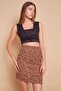 Winter Lycra Wool Fabric High Waist Above Knee Pencil Skirt-Leopard - 5