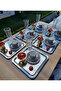 4 Pieces Luxury Square Stainless Steel Silver Color 21X21Cm Coffee Serving Presentation Tray & Plate