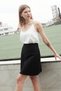 Women's Lace Detailed High Waist Light Flexible Woven Fabric Bell Skirt (length:49cm +-2cm)-Black