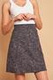 Lightweight Lycra Woolen Winter Jacquard Fabric High Waist Lightweight Above Knee Bell Skirt - Black Diagonal - 7