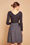 Women's Tweed Fabric High Waist A-Line Skirt-Anthracite Houndstooth - 7