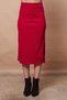 Women's Ribbed Stretchy Velvet Fabric High Waist Slit Below the Knee Slim Fit Pencil Skirt (Bluz Jument 2050 - 3