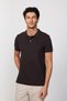 Men's Slim Fit Slim Fit 100% Cotton Plain Pique Brown Polo Collar T-Shirt - 3