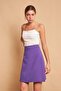 High Waist Light Lycra Fabric Knee Length A-Line Skirt - Purple - 4