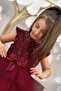 Girl's Sequined Embroidered Katkat Claret Red Evening Dress Age 4-7 - 3