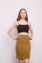 High Waist Above Knee Lycra Cotton Stylish Fabric Pencil Skirt-Dark Mustard