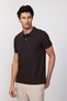 Men's Slim Fit Slim Fit 100% Cotton Plain Pique Brown Polo Collar T-Shirt