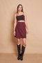 Lightweight Lycra Wool Winter Jacquard Fabric High Waist Lightweight Above Knee Bell Skirt-Burgundy Diagonal