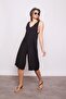 Shoulder-Tied, Pocketed, Wide-Leg Jumpsuit - Black - 2