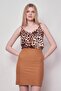 Women's Light Lycra Fabric High Waist Lightweight Mini Pencil Skirt-Camel - 4