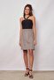 Women's Light Lycra Patterned Fabric Plaid High Waist Knee Length Bell Skirt-Mustard Line - 3