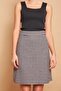 Women's Tweed Fabric High Waist A-Line Skirt-Black Houndstooth - 5