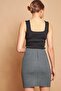 Winter Lycra Wool Fabric High Waist Above Knee Pencil Skirt-Light Green Houndstooth - 6