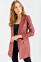 Women's Sleeve Foldable Long Sleeve Boyfriend Stylish Office Blazer Long Coat-Dusty Rose