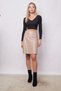 Women's Lightweight Lycra Leather High Waist Knee Length Bell Skirt-Beige