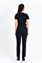 Shawl Collar Off-Shoulder Lace-Up Ankle Length Jumpsuit -Black - 6