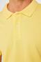 Men's Slim Fit Slim Fit 100% Cotton Plain Pique Yellow Polo Collar T-Shirt - 4