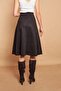 Lightweight Lycra Suede Fabric High Waist Kilos Long Skirt-Black - 5