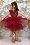 Girl's Sequined Embroidered Katkat Claret Red Evening Dress Age 4-7