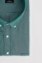 Men's Big Size Large Size Embroidered Oxford Texture Pocket Green Collar Buttoned Shirt - 4