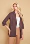 Judge Collar Flato Pocket Slit Sleeve Long Blazer Cotton Lycra Fabric Jacket-Dark Mink - 3