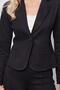 Women's Velvet Lycra Soft Textured Flato Pocketed Long Sleeve Buttoned Blazer Mono Jacket-Black - 4