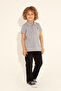 Boy's Gray Melange Basic Polo Neck T-Shirt 50284814 -Vr086 - 2