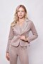 Women's Velvet Lycra Soft Textured Flato Pocketed Long Sleeve Buttoned Blazer Mono Jacket-Beige