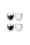 4 Double-Walled 60ml Espresso Mugs with Evil Eye Charm Gift Set for Home/Office Coffee and Tea.