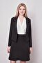 Women's Striped Collar Long Sleeve Lightweight Lycra Fabric Short Blazer Jacket-Black Line - 2