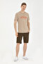 Men's Regular Fit Crew Neck Light Khaki T-Shirt 50282007-Vr183 - 4