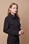 Women's Lycra Cashmere Fabric Collared Pocket Covered Long Sleeve Buttoned Short Blazer Jacket Coat-Black - 6