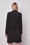 Women's Striped Collar Long Sleeve Lightweight Lycra Fabric Short Blazer Jacket-Black Line - 5