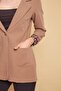Collared Pocket Long Sleeve Arm if You Want It Can Be Folded Cotton Fabric Blazer Office Jacket-Light Mink - 4
