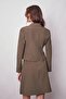 Women's Striped Collar Long Sleeve Lightweight Lycra Fabric Short Blazer Jacket-Khaki Line - 5