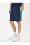 Sports Shorts with Slogan Printed Waist, Lace-Up Stripe Detail, Pockets - 3