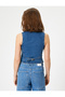 Sleeveless Buttoned V-Neck Denim Vest - Slim Fit - 4
