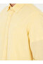 Yellow Linen Blended Slim Fit Long Sleeve Shirt 50250813-Vr044 - 7