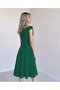 Women's Short Sleeve Double Breasted Collar Skirt Flounce Crepe Dress - 5