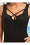 Women's Front Cross Detail Stripe Strap Viscose Blouse - 3